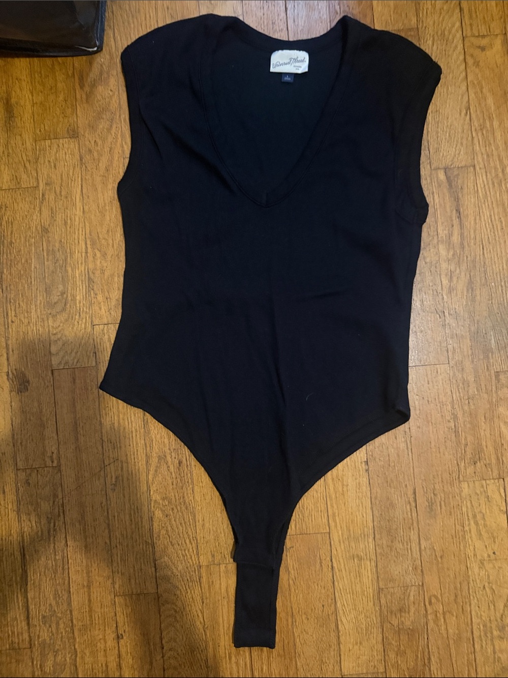 Universal Thread Black V-Neck Ribbed Bodysuit